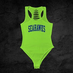 🔥Green Seahawks cut-out Bodysuit, Seahawks Adult, Football Outfit, Seattle Gifts